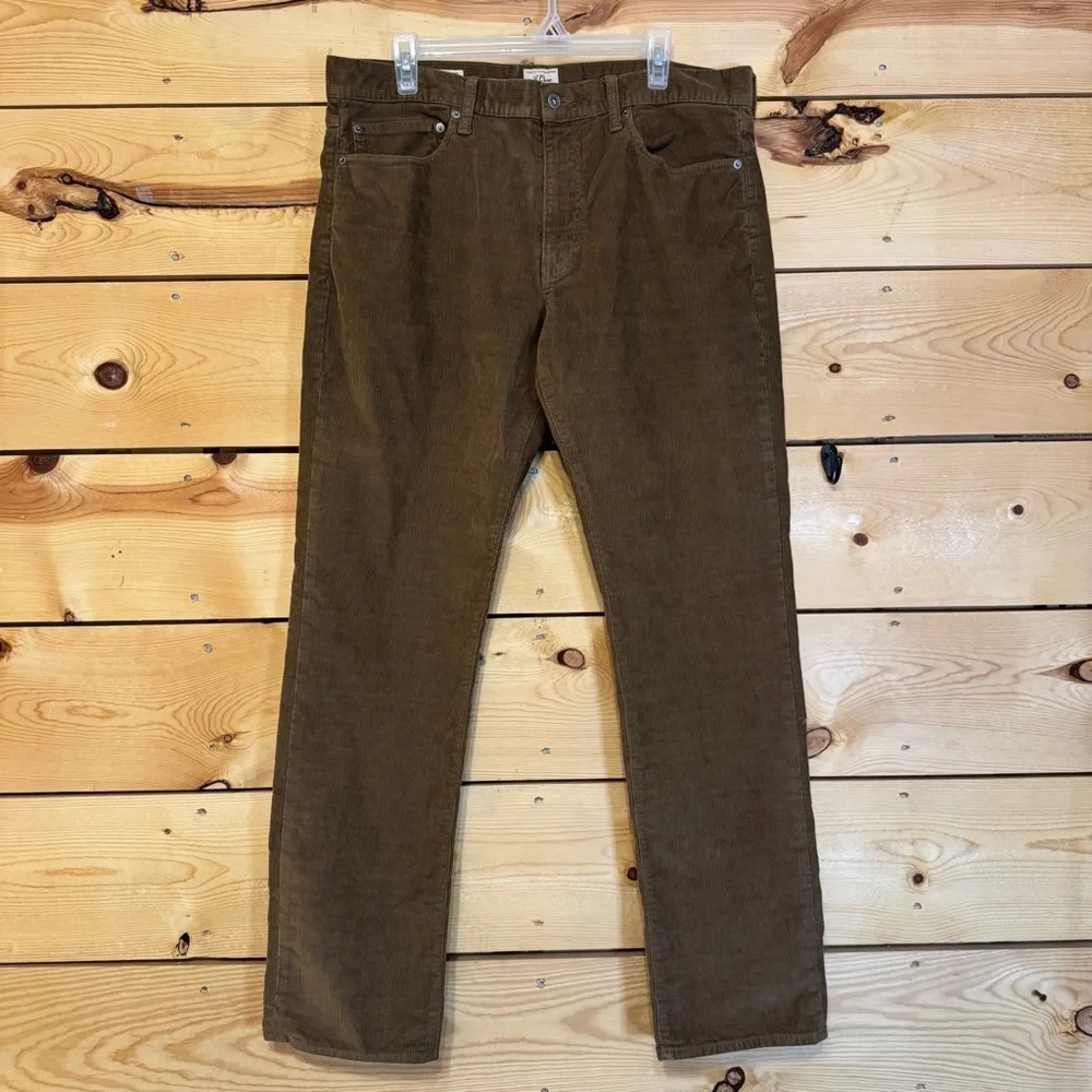J.Crew Men’s Brown Corduroy Pants Straight Leg Stretch Zip Fly Size W35 L32